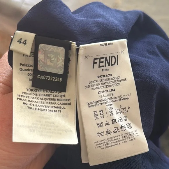 Fendi tulle-trimmed devoré-velvet dress Elegant Navy Blue Velvet Dress Size M 44 - Picture 11 of 11